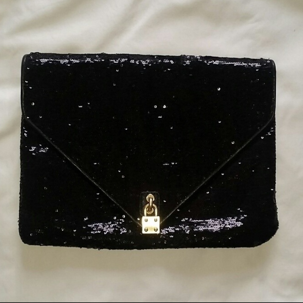 Alexis Hudson Sequin Clutch, Black